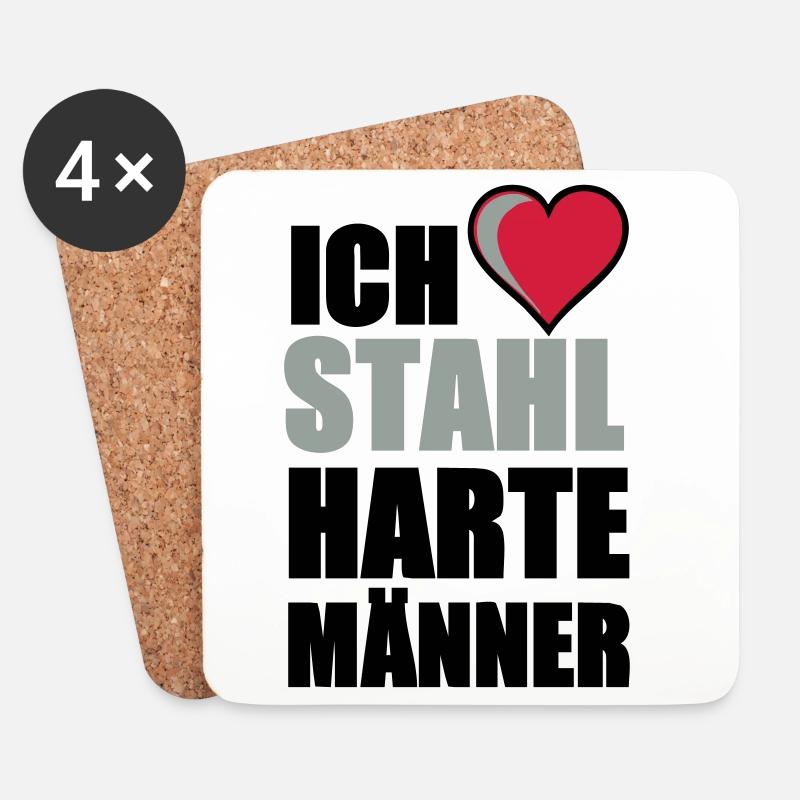 Stahlharte Männer Geschenk - Untersetzer (4er-Set) - Weiß