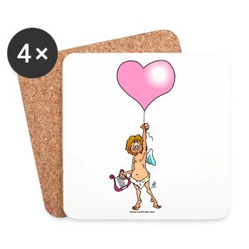 Cupid's Got Balloon Blues: Full Color Design - Coasters (set of 4) - white - Front