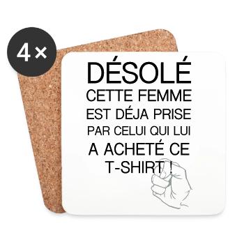 desole femme prise - Dessous de verre (lot de 4) - blanc - Devant