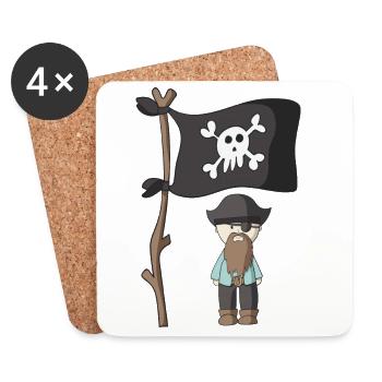 pirate - Dessous de verre (lot de 4) - blanc - Devant
