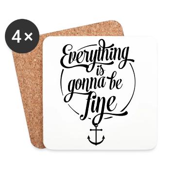 Everything is gonna be fine, Alles wird gut, Anker - Untersetzer (4er-Set) - Weiß - Vorne
