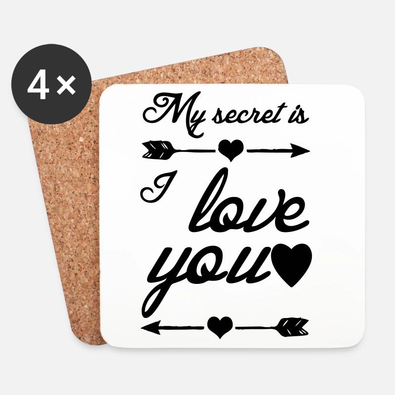 Secret Love Liebe, Sprüche, Geschenk Paar - Untersetzer (4er-Set) - Weiß