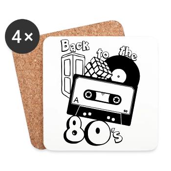 80er Party,Fun Shirt,80er , back to the 80s.(25) - Untersetzer (4er-Set) - Weiß - Vorne
