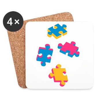 four puzzle pieces - Coasters (set of 4) - white - Front