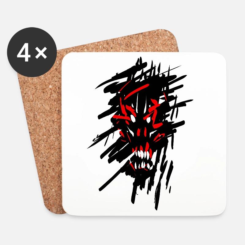 Teufel Horror Graffiti - Untersetzer (4er-Set) - Weiß