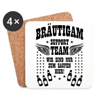 89 Bräutigam Support Team Nur zum SAUFEN hier JGA - Untersetzer (4er-Set) - Weiß - Vorne