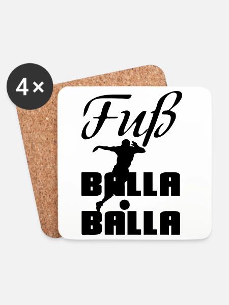 Fuß-Balla-Balla Fußball Geschenk Sprüche EM - Untersetzer (4er-Set) - Weiß