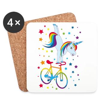 Artistic Cycling, Artistic Cycling, Indoor Cycling, Unicorn - Coasters (set of 4) - white - Front