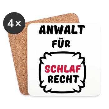 Schlafrecht Anwalt Schlaf faul Geschenk Spruch Fun - Untersetzer (4er-Set) - Weiß - Vorne