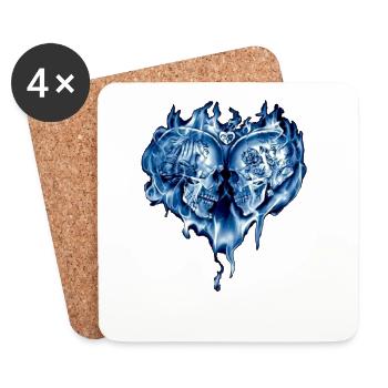 Skull heart - Coasters (set of 4) - white - Front