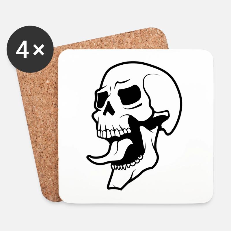 Skull Totenkopf - Untersetzer (4er-Set) - Weiß