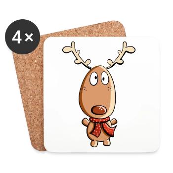 The cute Christmas reindeer - reindeer - gift - Coasters (set of 4) - white - Front