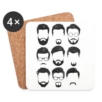 Beard and haircut pattern - Coasters (set of 4) - white - Front