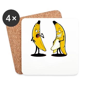 Bananes drôles - Dessous de verre (lot de 4) - blanc - Devant