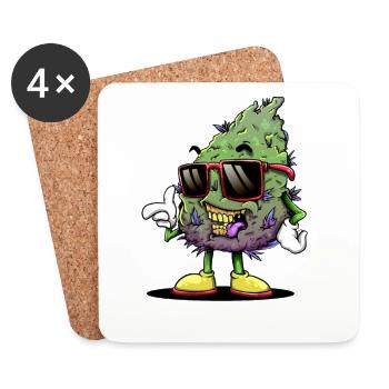 Drôle de cannabis - Dessous de verre (lot de 4) - blanc - Devant