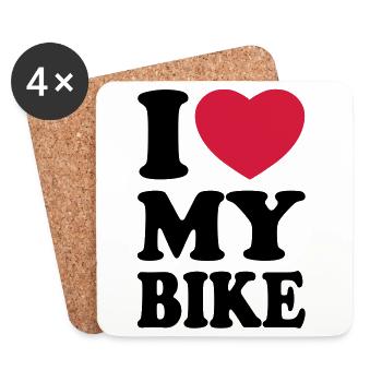 I love my bike - Ich liebe mein Motorrad - Untersetzer (4er-Set) - Weiß - Vorne