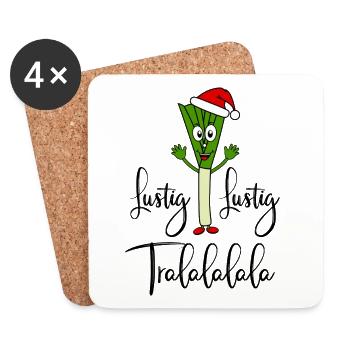 Nikolauch Funny Funny Tralalalala leek saying - Coasters (set of 4) - white - Front