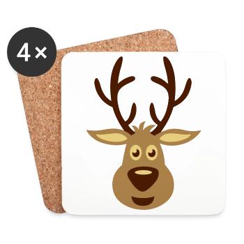 Rentier (reindeer) - Untersetzer (4er-Set) - Weiß - Vorne
