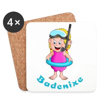 Badenixe - Schwimmerin - Untersetzer (4er-Set) - Weiß - Vorne