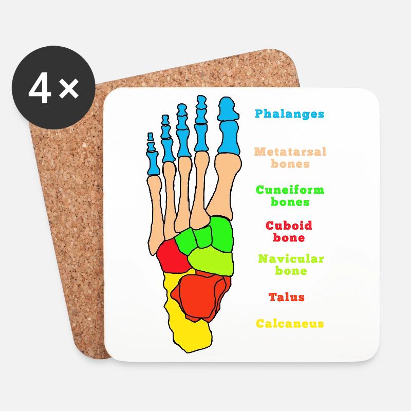 Fuß Anatomie Knochen Skelett Physiotherapie - Untersetzer (4er-Set) - Weiß