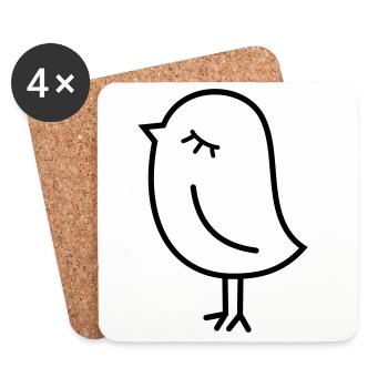 Spatz Vogel – Piepmatz Küken Tweet Vögelchen - Untersetzer (4er-Set) - Weiß - Vorne