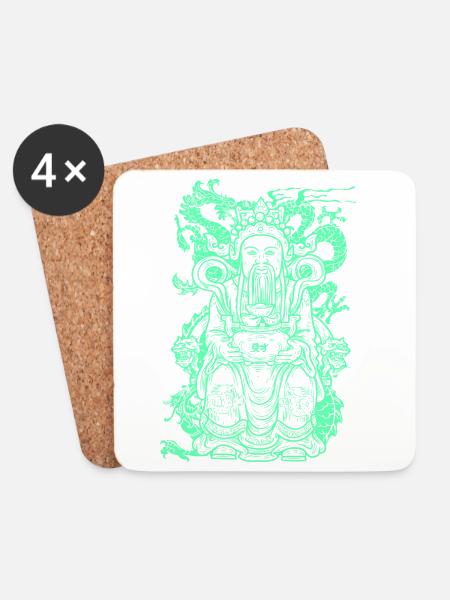 Buddha Figur - Untersetzer (4er-Set) - Weiß