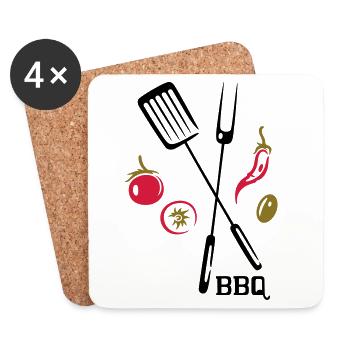 BBQ, barbecue, grill, cook - Coasters (set of 4) - white - Front