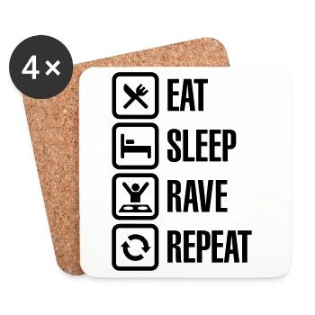 Eat sleep rave repeat - Untersetzer (4er-Set) - Weiß - Vorne
