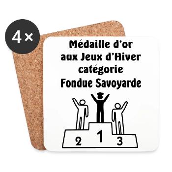 medaille d' or fondue savoyarde (au fromage) - Dessous de verre (lot de 4) - blanc - Devant