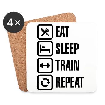 Eat sleep train repeat - bodybuilding - Coasters (set of 4) - white - Front