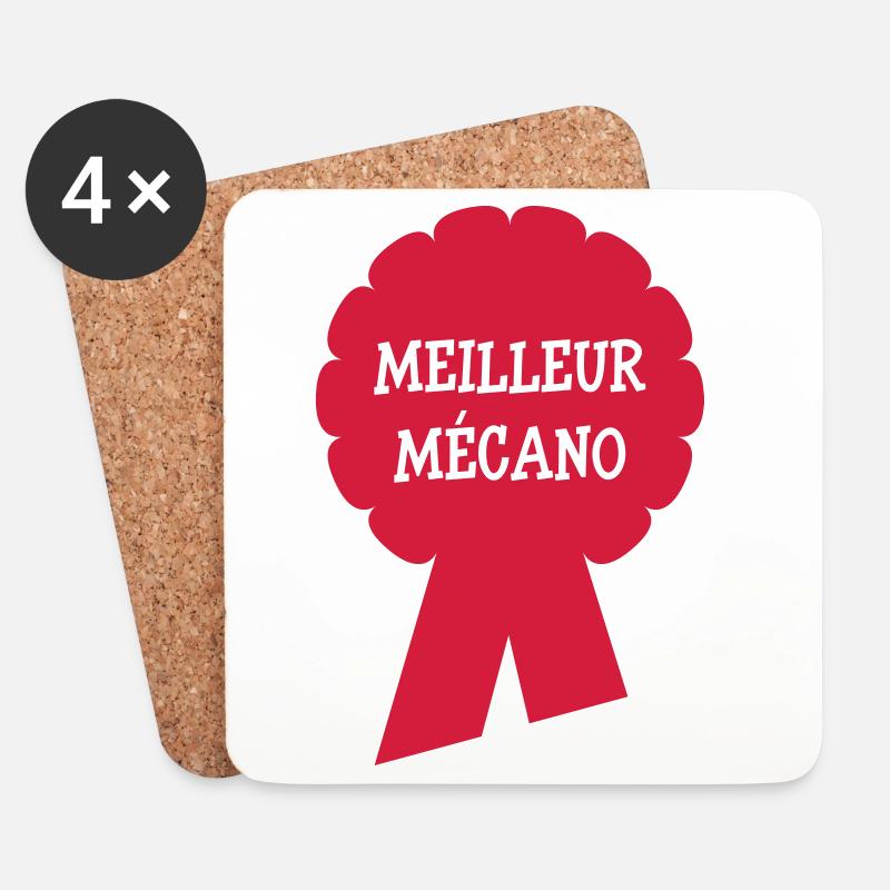 Meilleur Mécano - Dessous de verre (lot de 4) - blanc
