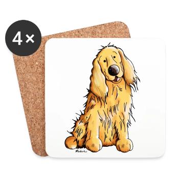 Heureux Cocker Spaniel - Dessous de verre (lot de 4) - blanc - Devant