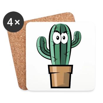 comic kaktus symbol geschenkidee comic fun cactus - Untersetzer (4er-Set) - Weiß - Vorne