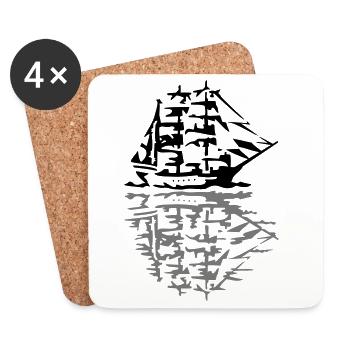 sailing ship - Coasters (set of 4) - white - Front