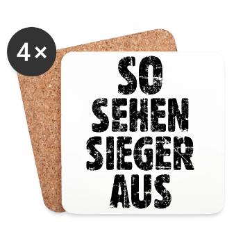 So sehen Sieger aus (Vintage/Schwarz) - Untersetzer (4er-Set) - Weiß - Vorne