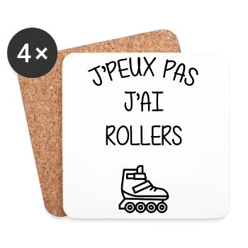 Rollers / Sport / Sportif / J'peux pas / Athlète - Dessous de verre (lot de 4) - blanc - Devant