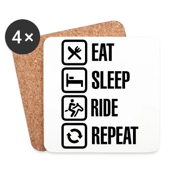 Eat sleeps horse ride repeat - Dessous de verre (lot de 4) - blanc - Devant