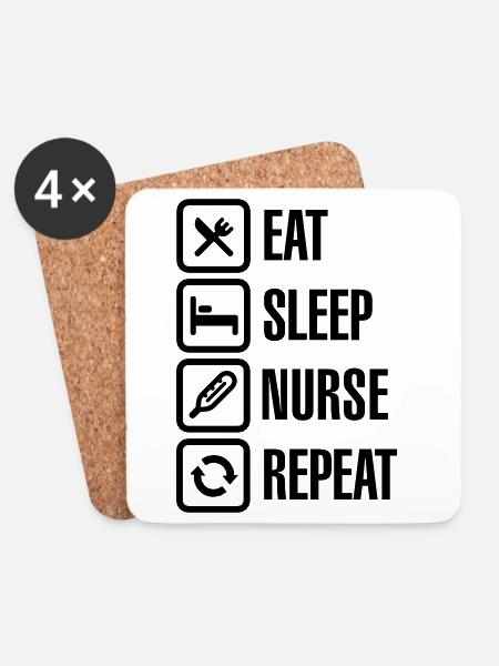 Eat Sleep Nurse Repeat - Untersetzer (4er-Set) - Weiß