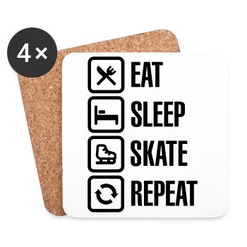 Eat sleep figure Eis skate repeat - Untersetzer (4er-Set) - Weiß - Vorne