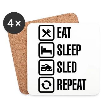 Eat sleep motor sled / snowmobile repeat - Untersetzer (4er-Set) - Weiß - Vorne
