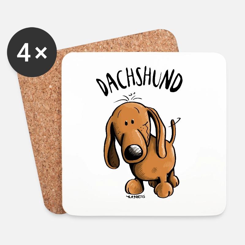 Drolliger Dachshund - Dackel - Teckel - Untersetzer (4er-Set) - Weiß