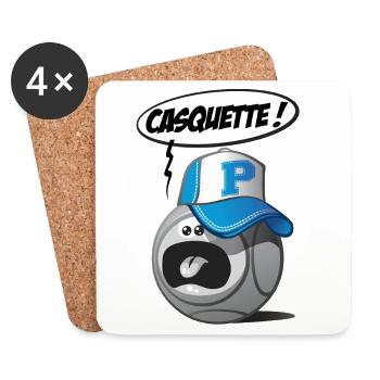 Casquette pétanque - Dessous de verre (lot de 4) - blanc - Devant