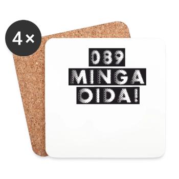 089 MINGA OIDA - 089 München Shirt - Untersetzer (4er-Set) - Weiß - Vorne