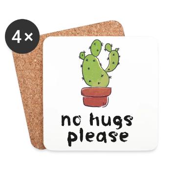 No Hugs Please Kaktus Cute Geschenk - Untersetzer (4er-Set) - Weiß - Vorne