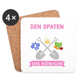 Reichet mir den Spaten Königin Gärtnern Spruch - Untersetzer (4er-Set) - Weiß - Vorne
