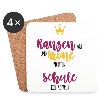 Krone richten zum Schulanfang - Untersetzer (4er-Set) - Weiß - Vorne