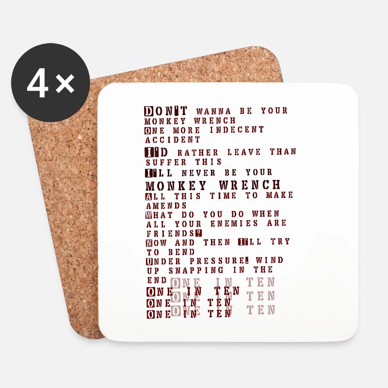 Foo fighters lyrics - monkey wrench - Coasters (set of 4) - white