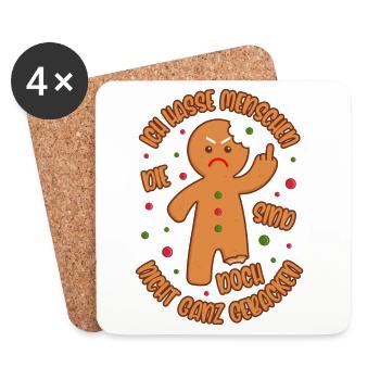 Lebkuchenmann Ich hasse Menschen Gebacken Geschenk - Untersetzer (4er-Set) - Weiß - Vorne