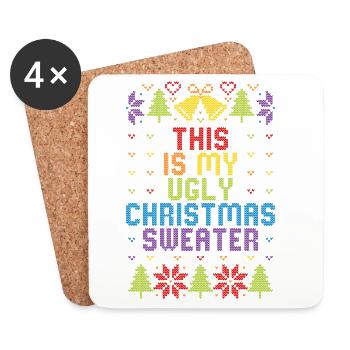 Ugly Christmas Sweater Rainbow - Coasters (set of 4) - white - Front