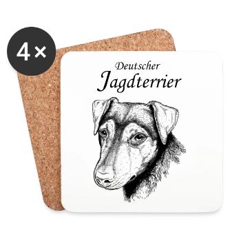 Deutscher Jagdterrier Portrait - Untersetzer (4er-Set) - Weiß - Vorne